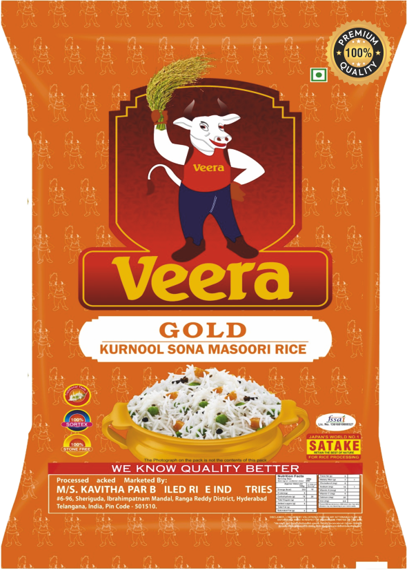Veera Gold Kurnool Sona Masoori Rice 26Kg