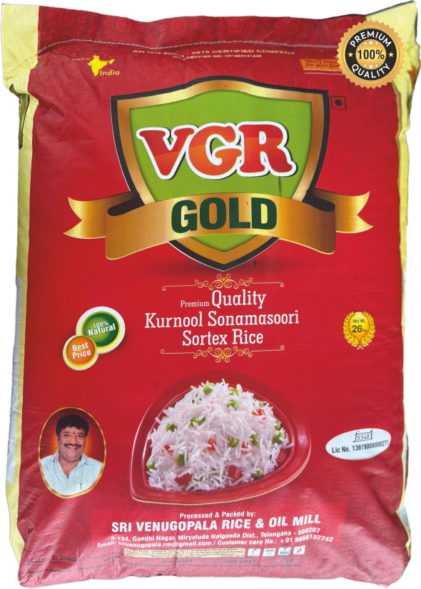 VGR Gold Sona Masoori Rice 26Kg