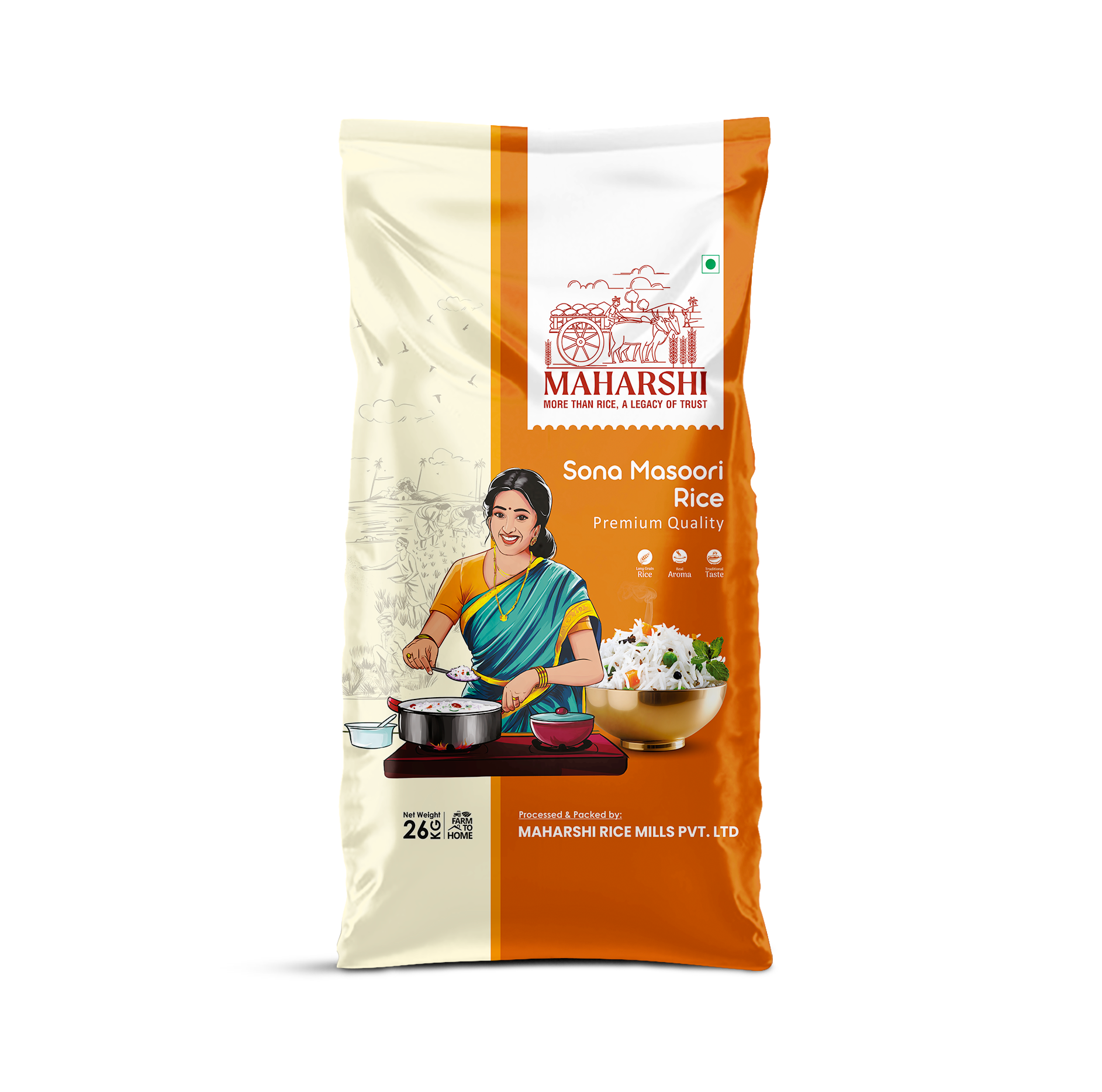 Maharshi Sona Masoori Steam Rice 26Kg